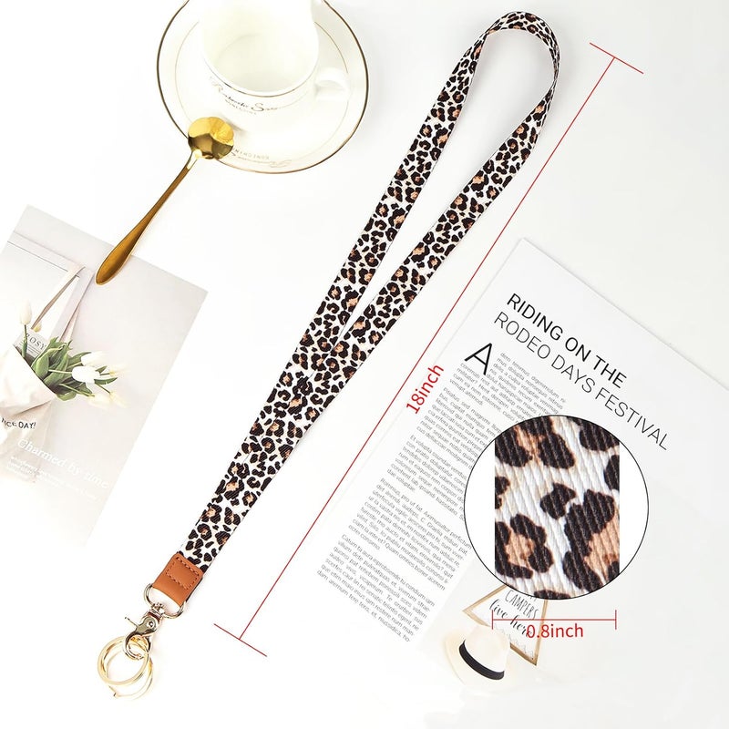 Knagsfa Lanyards for Keys, Neck Lanyards for ID Badges with Metal Hook, Cute Keychain Lanyard for Women, Leopard - Image 2